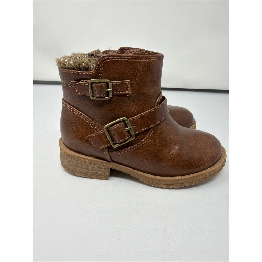 Wonder Nation Girls Sweater Knit Ankle Boot Boots Shoes Brown Chestnut Sz 9